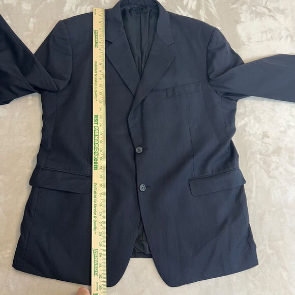 VTG Burberry Sport Coat Mens 46R Blue Striped Wool Blazer Union Made USA Career - Picture 7 of 14